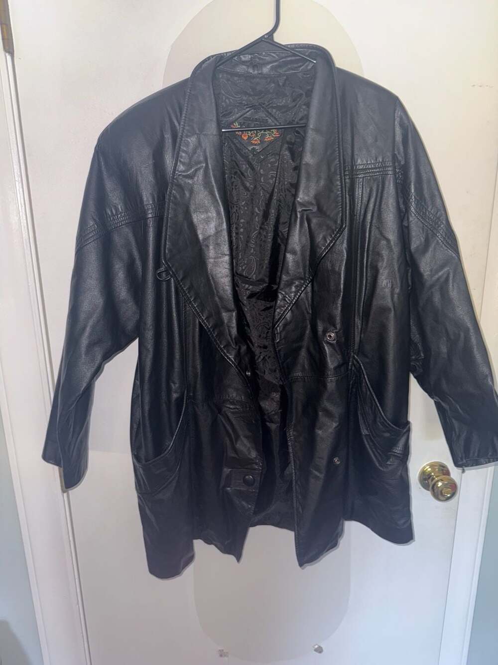 Charles Klein Vintage Black Leather Jacket Coat Size L